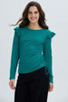 Polera Mujer Con Vuelo Rib Recogido Verde