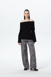 Sweater Mujer Con Bardot Negro