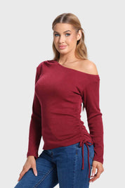 Sweater Mujer Con Bardot Rojo