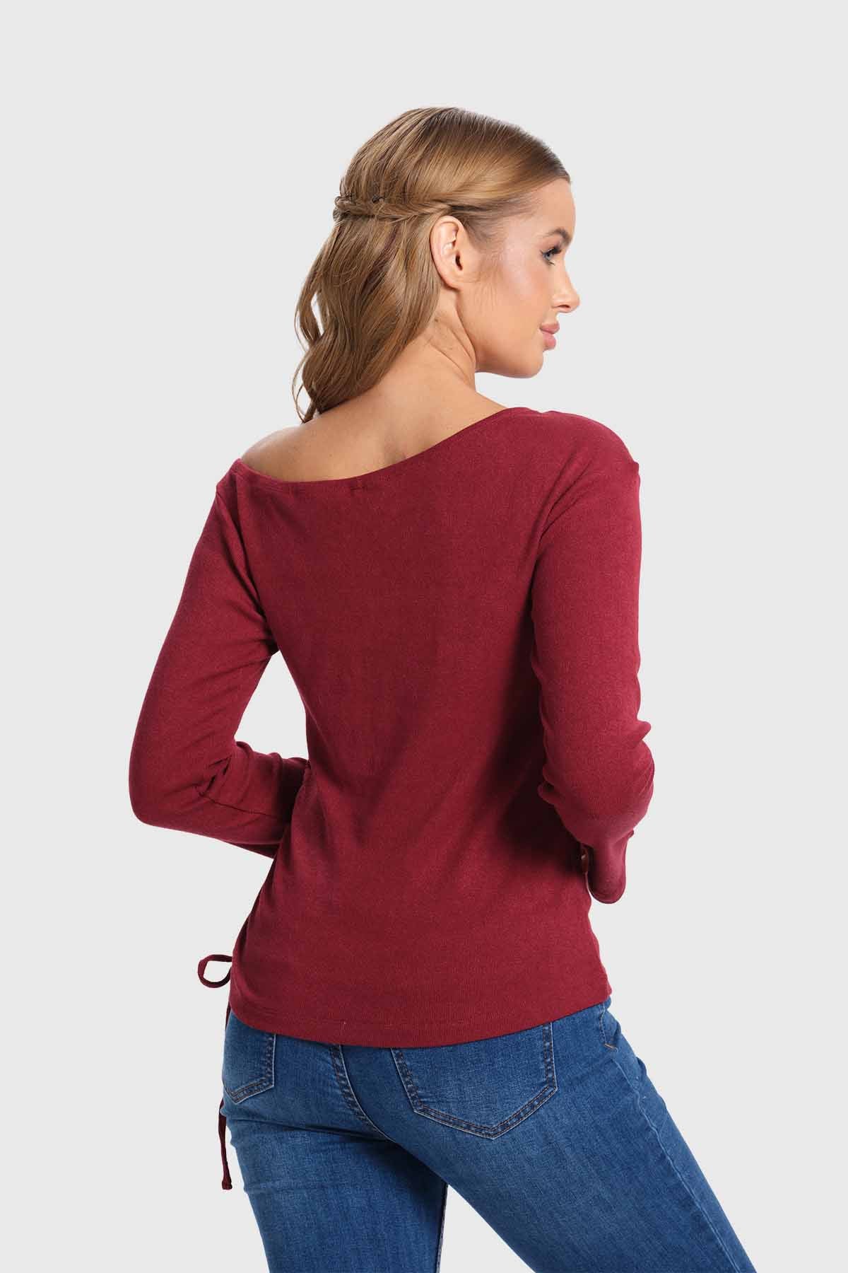 Sweater Mujer Con Bardot Rojo