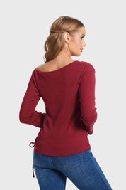 Sweater Mujer Con Bardot Rojo