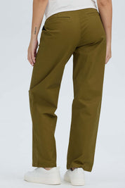Pantalón Mujer Con Cinturón Y Bolsillos Verde Militar
