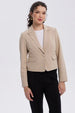 Blazer Mujer Botón Bolsillos Beige