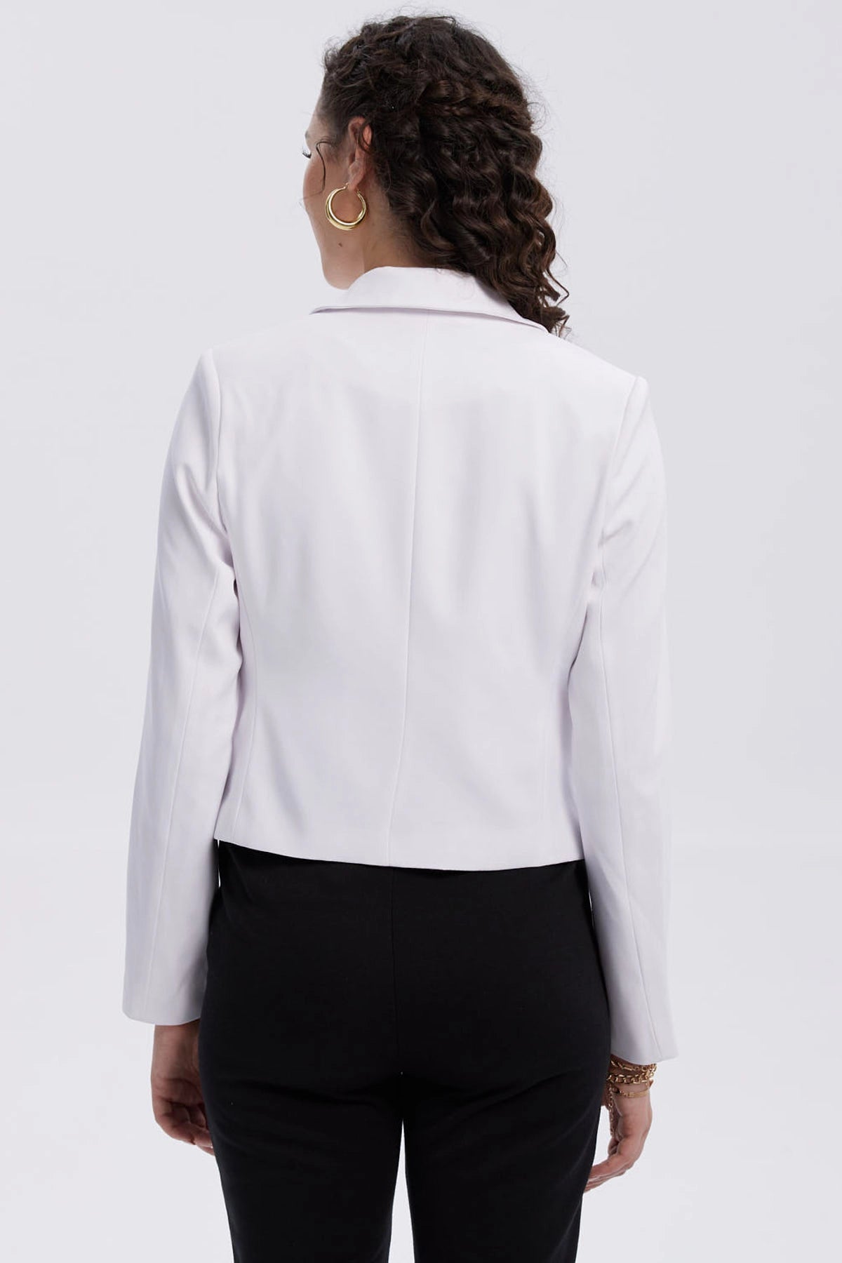 Blazer Mujer Botón Bolsillos Blanco