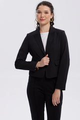Blazer Mujer Botón Bolsillos Negro