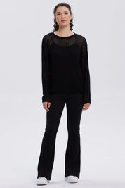 Sweater Mujer Calado Casual Negro