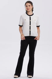 Sweater Mujer Abotonado Crudo