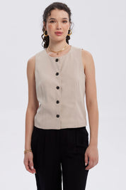 Blazer Mujer Abotonado Beige