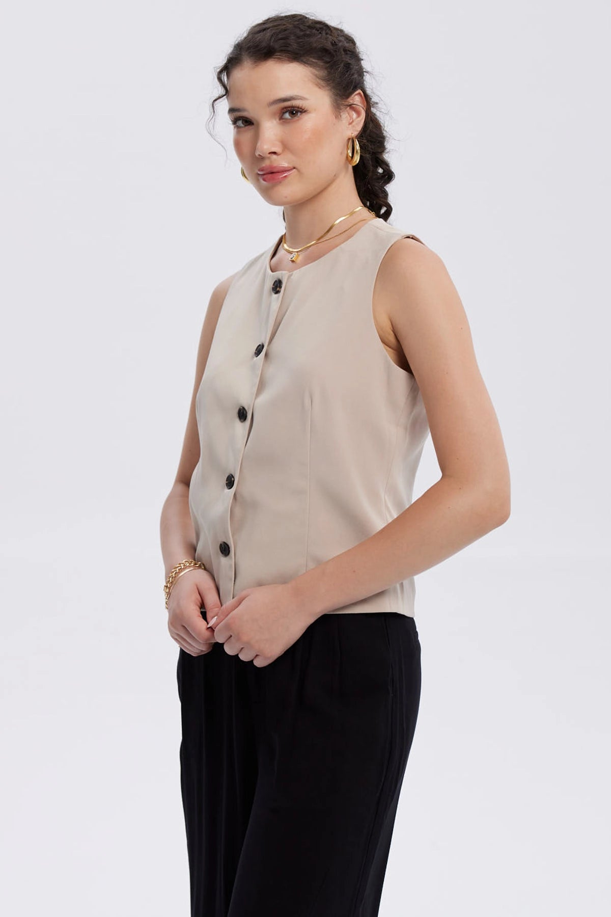 Blazer Mujer Abotonado Beige