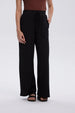 Pantalón Mujer Rib Palazzo Liso Pretina Negro
