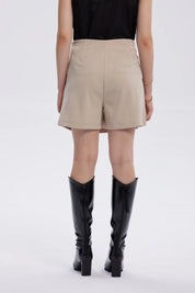 Falda Mujer Botones Costado Beige