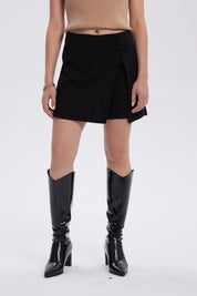 Falda Mujer Botones Costado Negro