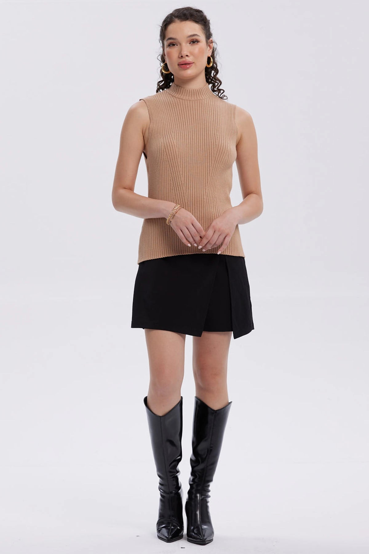 Falda Mujer Botones Costado Negro