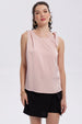 Blusa Mujer Satinada Aplicación Nudo Palo Rosa