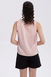 Blusa Mujer Satinada Aplicación Nudo Palo Rosa