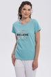 Polera Mujer Print Aplicación Folia Aqua