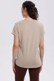 Polera Mujer Print Aplicación Folia Beige