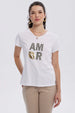 Polera Mujer Print Aplicación Folia Blanco