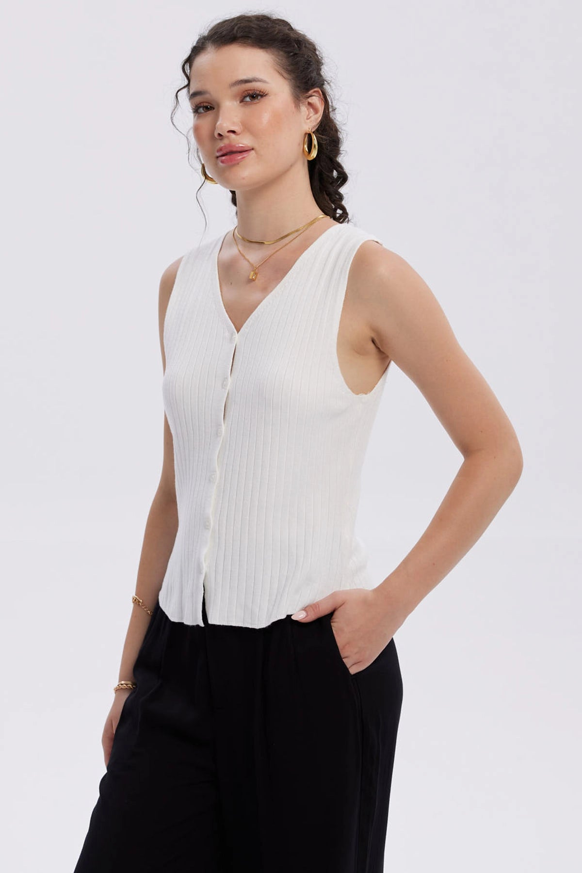 Sweater Mujer Abotonado Crudo