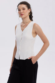 Sweater Mujer Abotonado Crudo