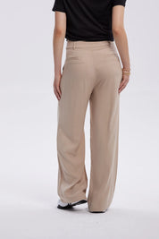 Pantalón Mujer Palazzo Liso Beige