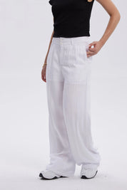 Pantalón Mujer Palazzo Liso Blanco