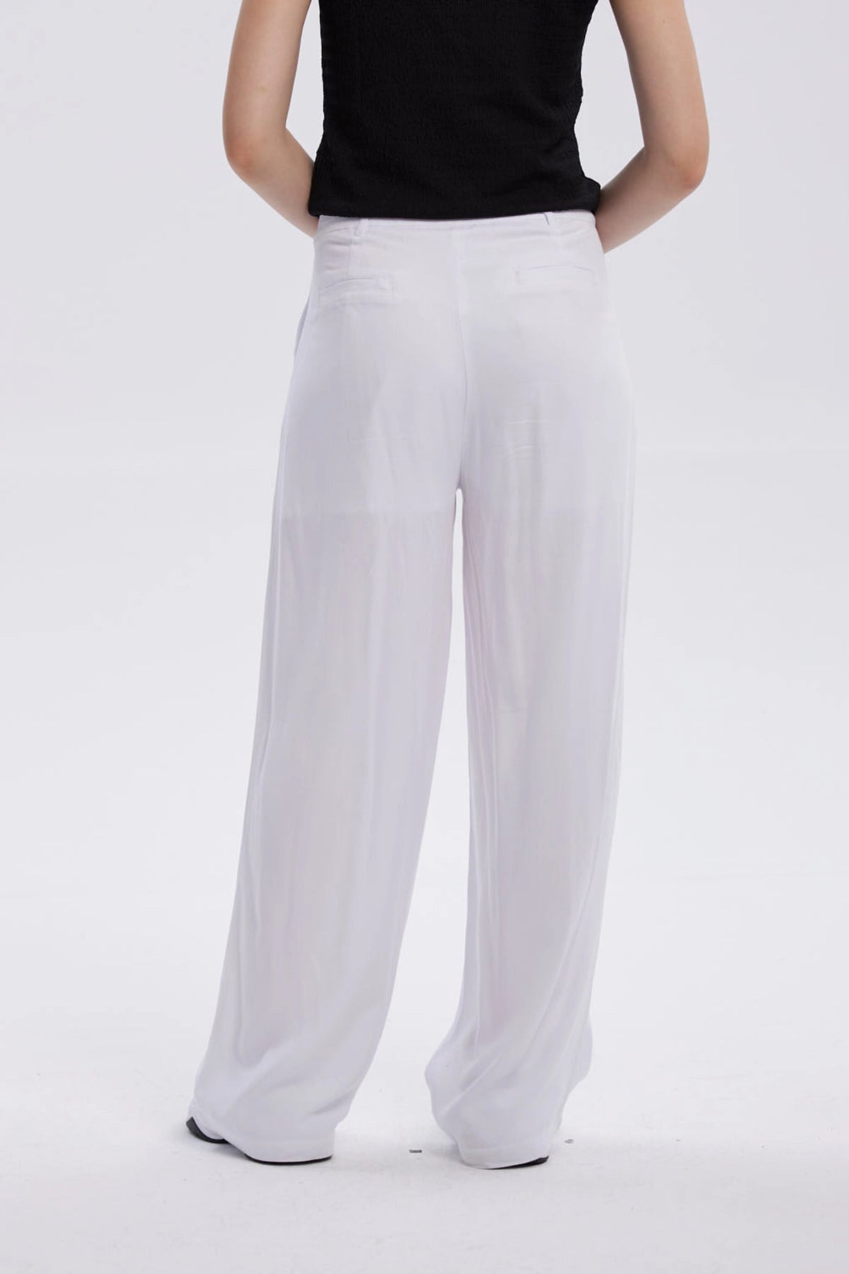 Pantalón Mujer Palazzo Liso Blanco