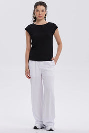 Pantalón Mujer Palazzo Liso Blanco