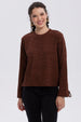 Sweater Mujer Mangas Café Oscuro