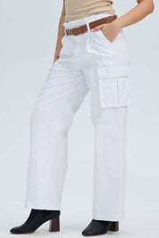 Pantalón Mujer Pretina Alta Con Cinturón Blanco
