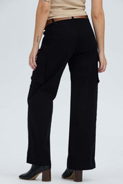 Pantalón Mujer Pretina Alta Con Cinturón Negro