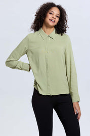 Blusa Mujer Abotonada Verde Musgo