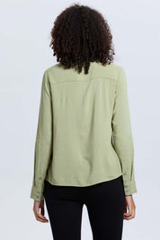 Blusa Mujer Abotonada Verde Musgo