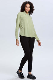 Blusa Mujer Abotonada Verde Musgo