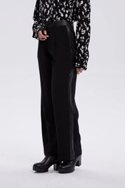 Pantalón Mujer Aplicación Pu Pretina Negro
