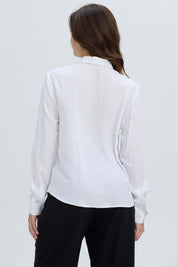 Blusa Mujer Abotonada Pliegues Crudo