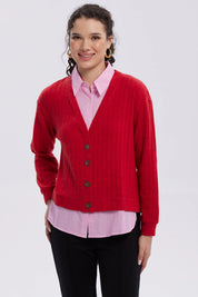 Sweater Mujer Aplicación Blusa Rojo Oscuro
