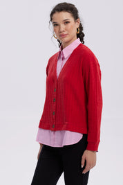 Sweater Mujer Aplicación Blusa Rojo Oscuro