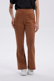 Pantalón Mujer Antelina Pretina Elasticada Café