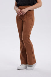 Pantalón Mujer Antelina Pretina Elasticada Café