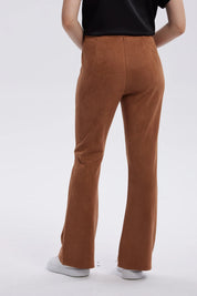 Pantalón Mujer Antelina Pretina Elasticada Café