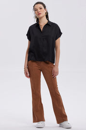 Pantalón Mujer Antelina Pretina Elasticada Café