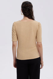 Polera Mujer Manga Globo Texturizada Verde Claro
