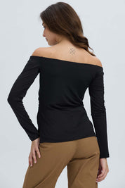 Polera Mujer Escote Bardot Negro