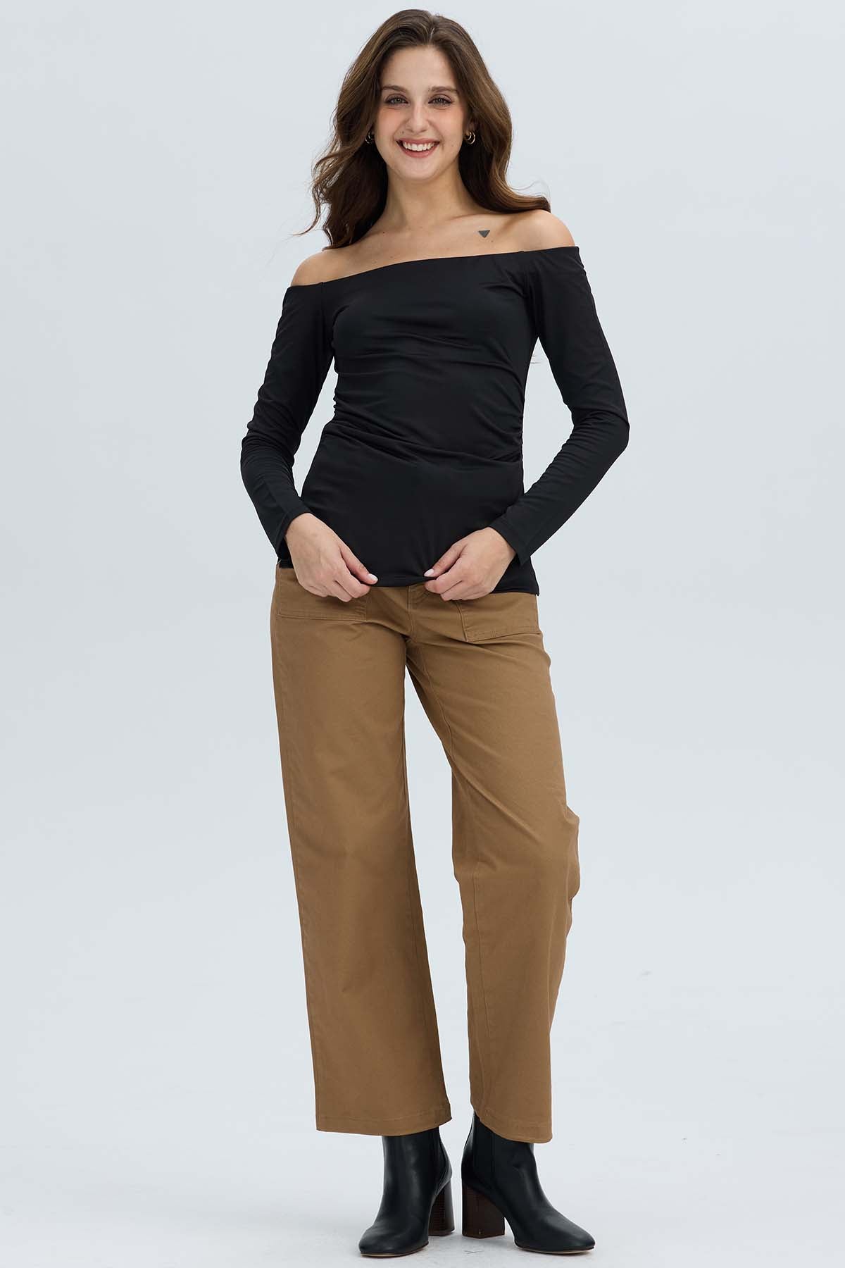 Polera Mujer Escote Bardot Negro