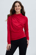 Polera Mujer Aplicación Arrugado Rojo Oscuro