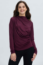 Polera Mujer Aplicación Arrugado Vino