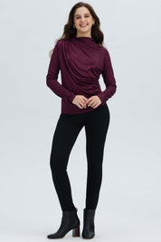 Polera Mujer Aplicación Arrugado Vino