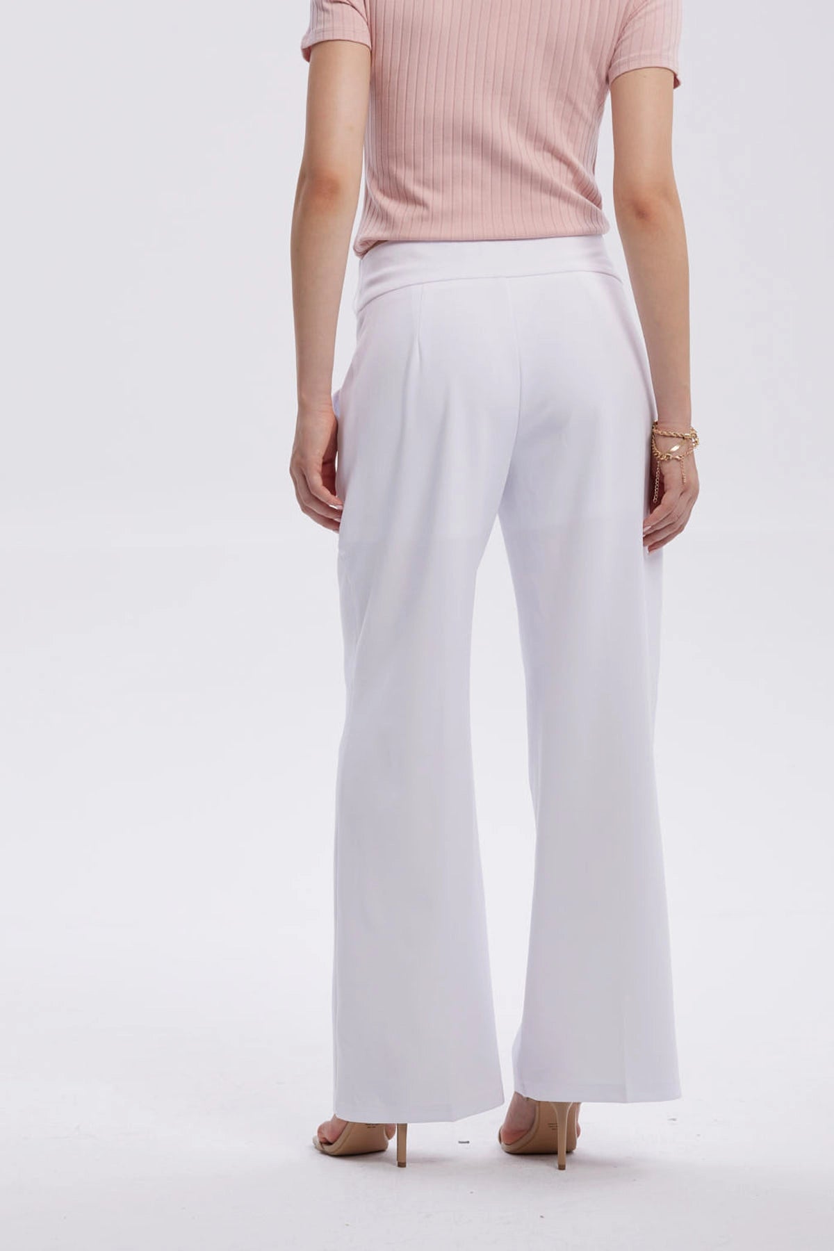Pantalón Mujer Sastrero Con Cinturón Blanco
