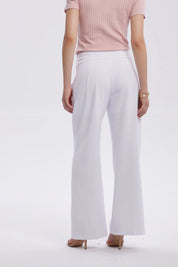 Pantalón Mujer Sastrero Con Cinturón Blanco